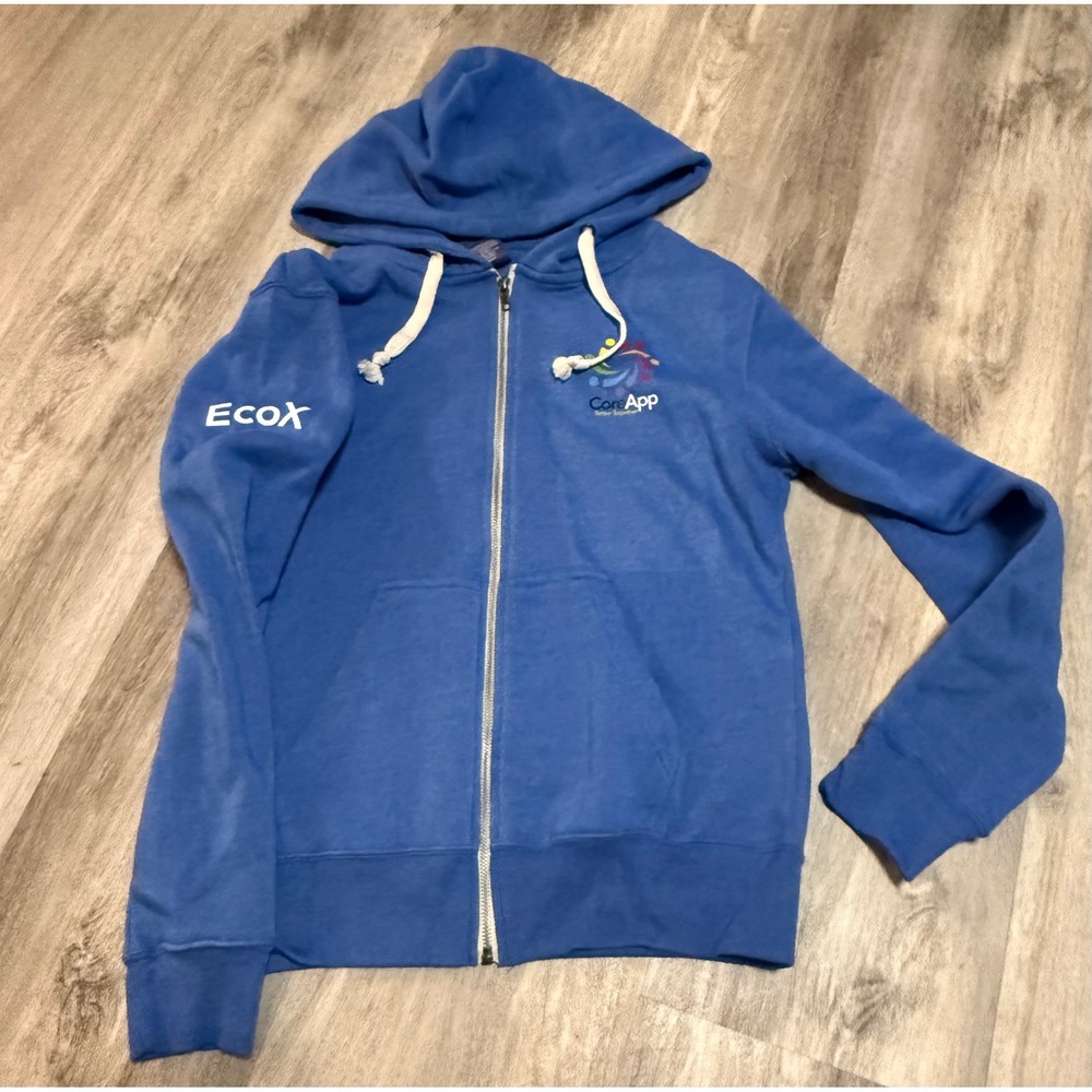 Intuit EcoX CoreApp Blue Full Zip Hoodie Sweatshirt Small Tech Swag Logo